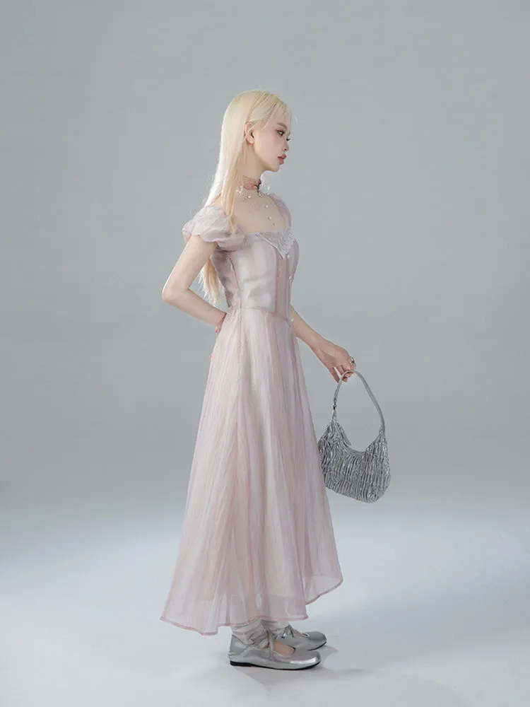 Ethereal Pearl Lace Dress
