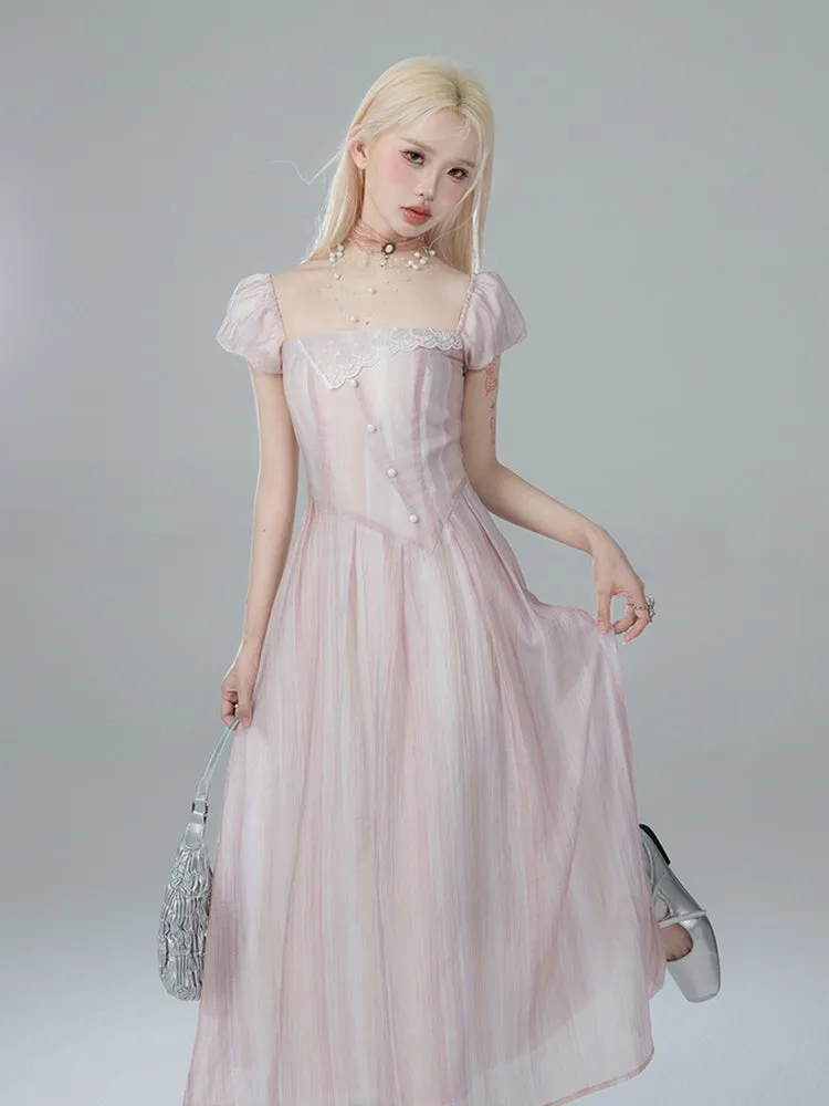 Ethereal Pearl Lace Dress