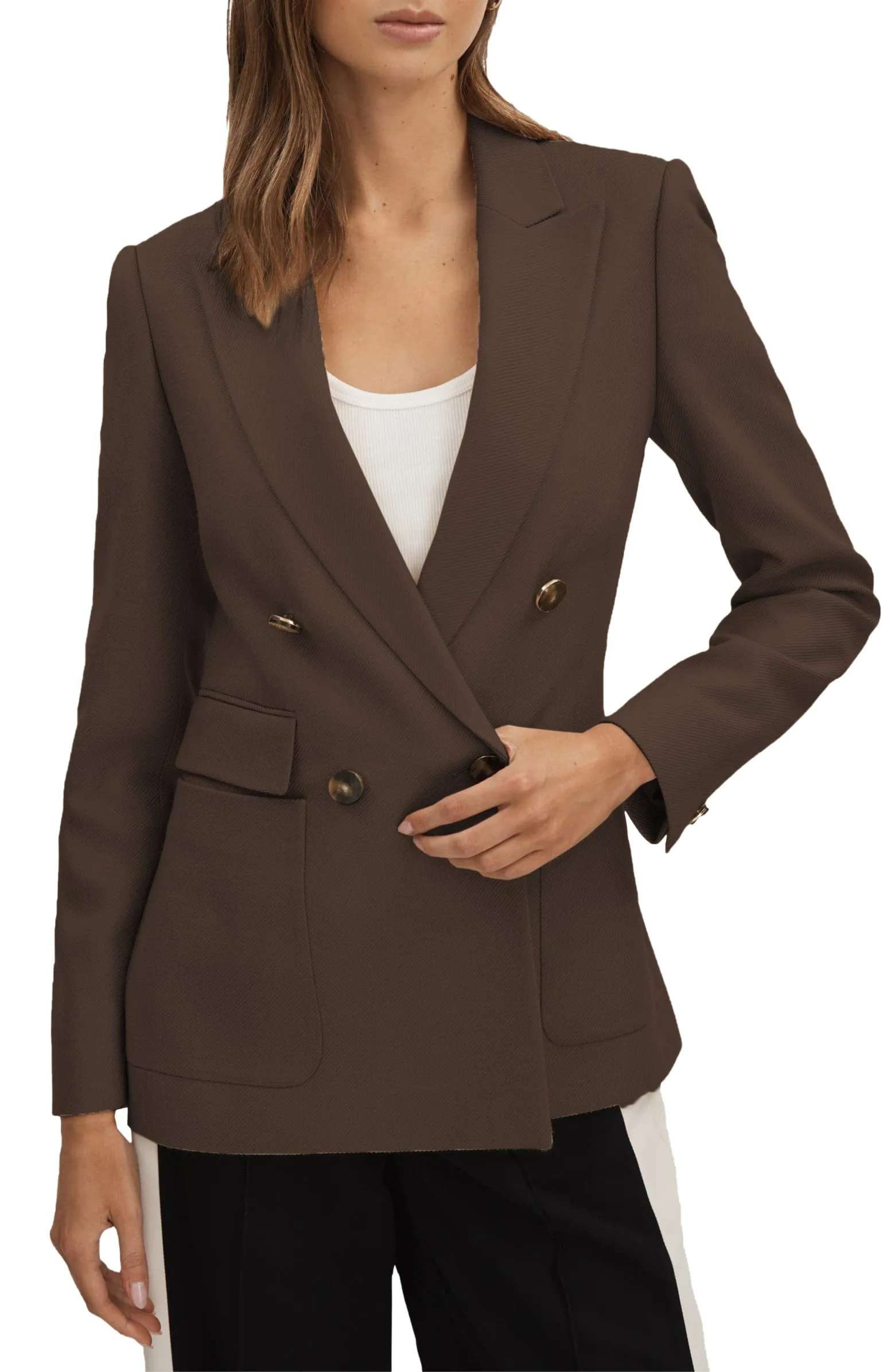Fashion Casual Double Breasted Peak lapel Women Blazer