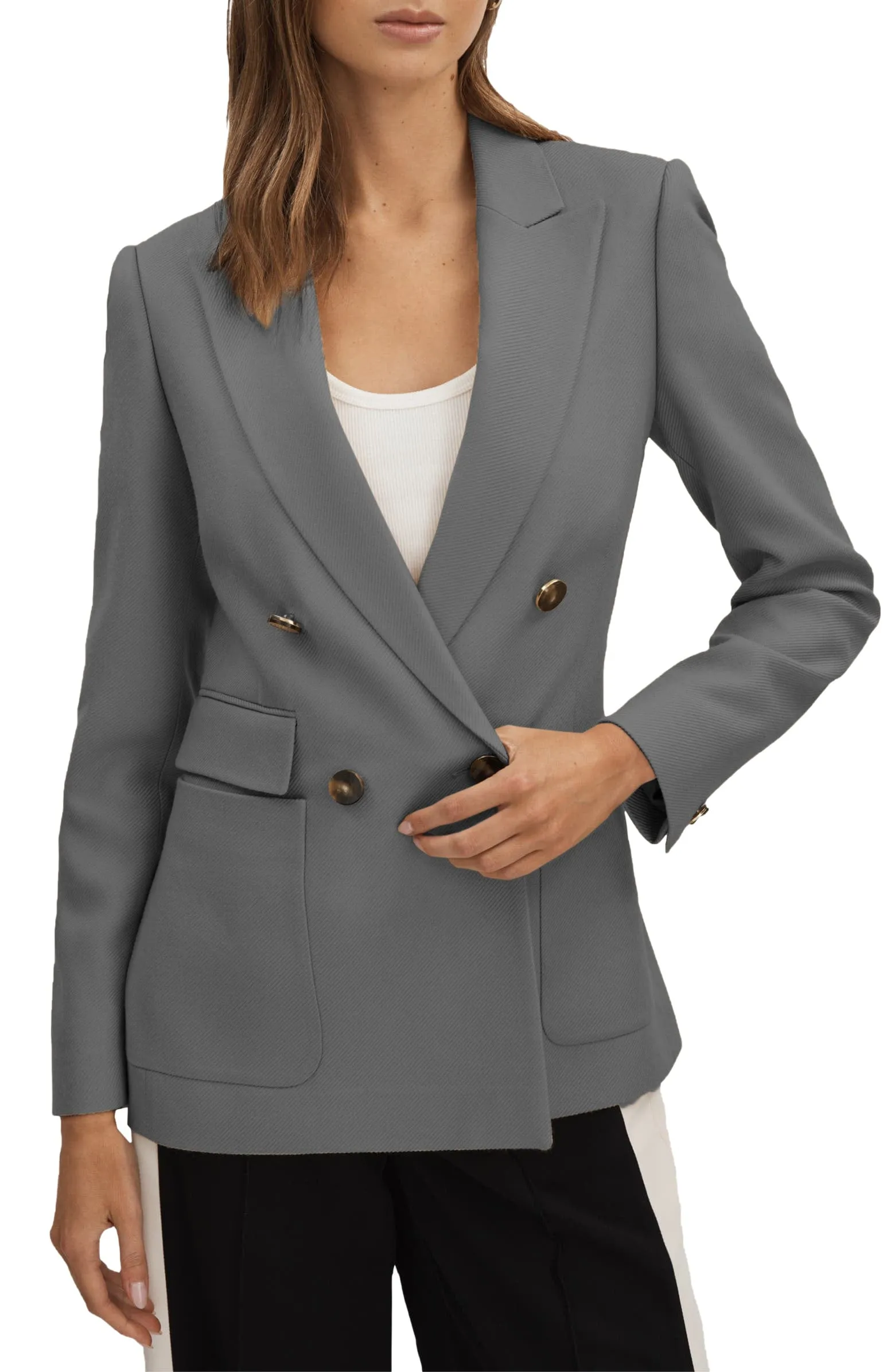 Fashion Casual Double Breasted Peak lapel Women Blazer
