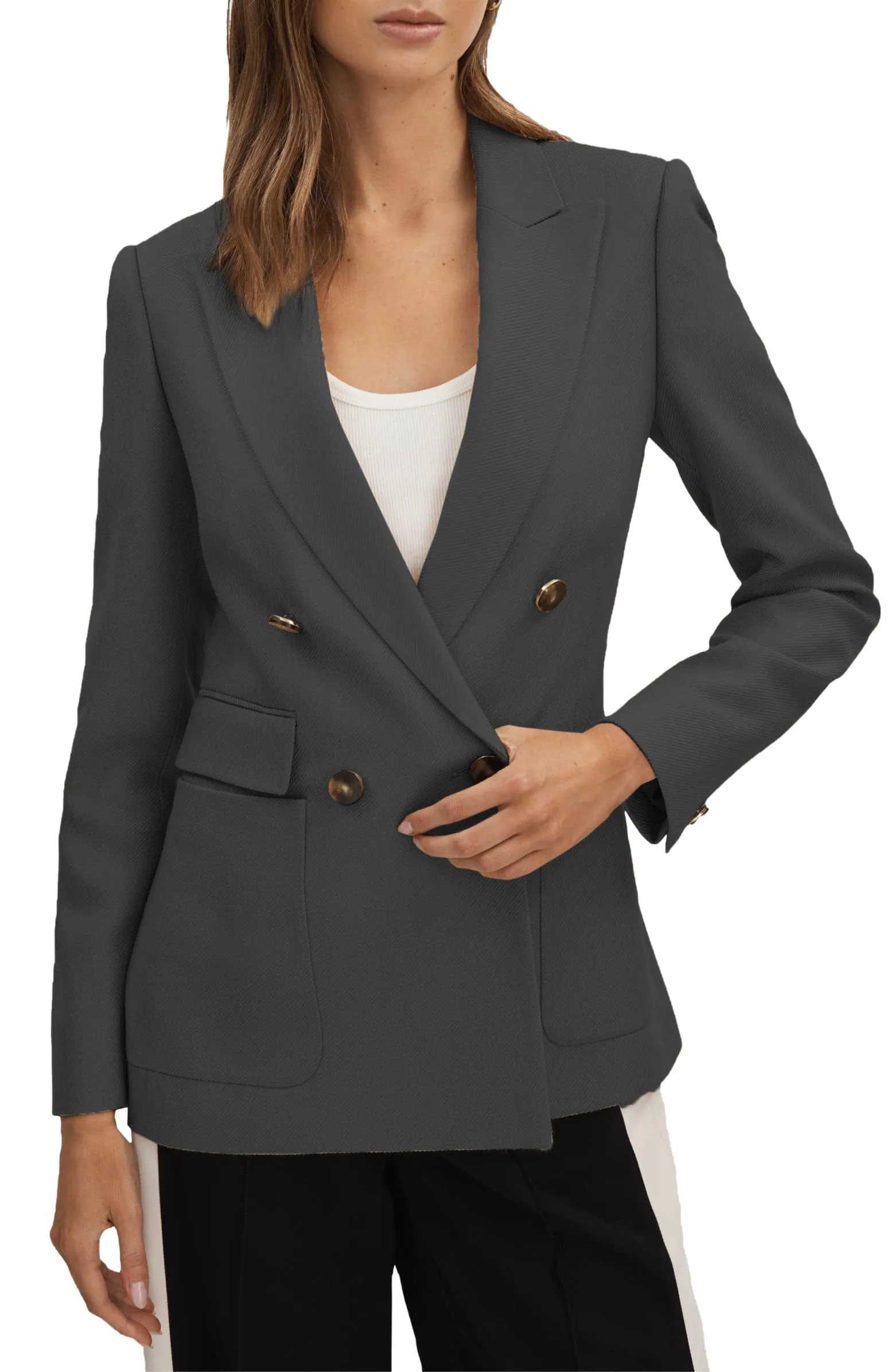 Fashion Casual Double Breasted Peak lapel Women Blazer