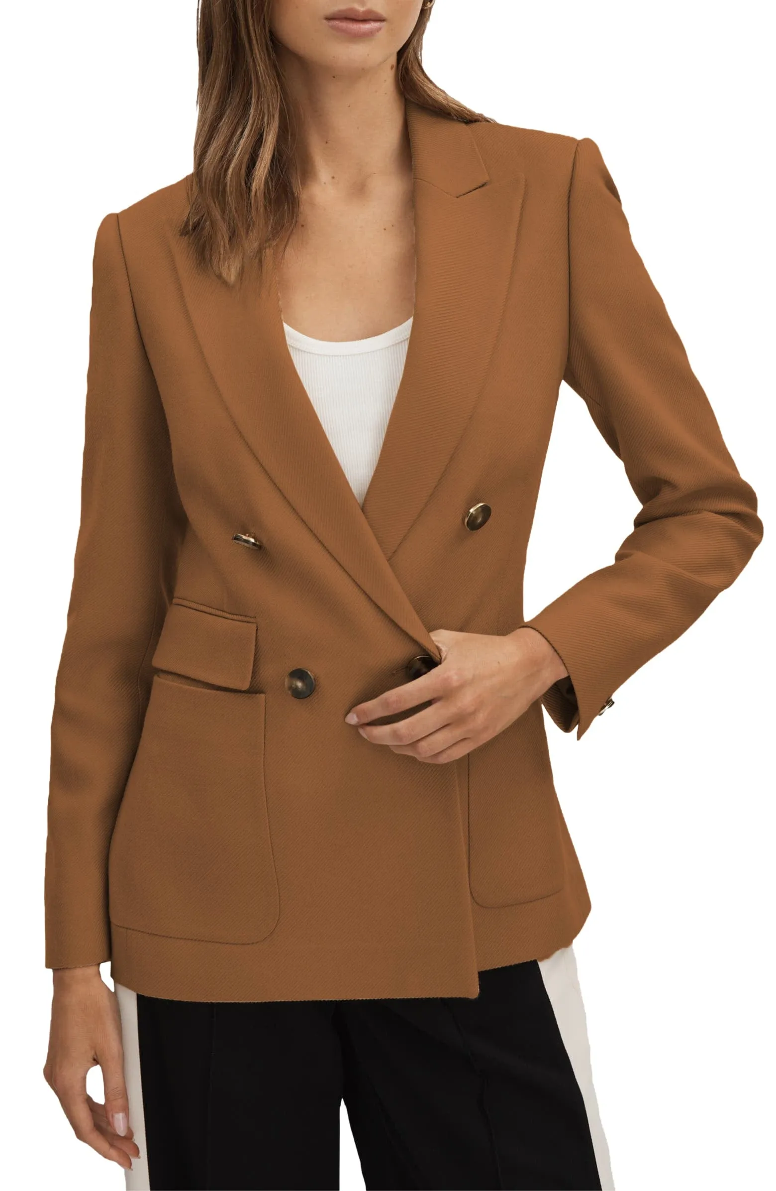 Fashion Casual Double Breasted Peak lapel Women Blazer