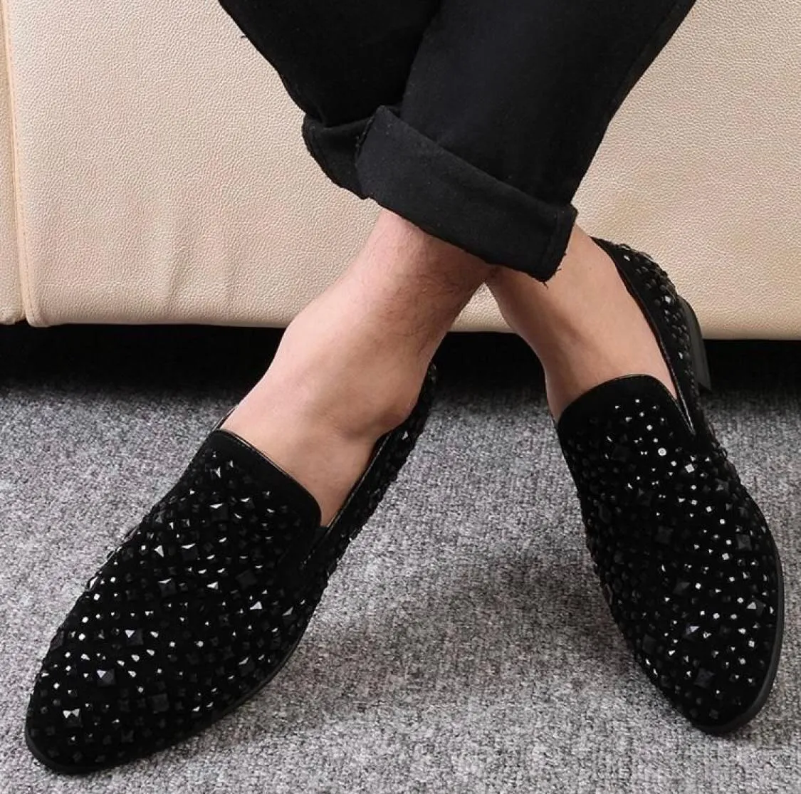 Fashionable Black Rhinestone Casual,Wedding,Party Wear Moccasins Loafer Shoes-Unique and Classy