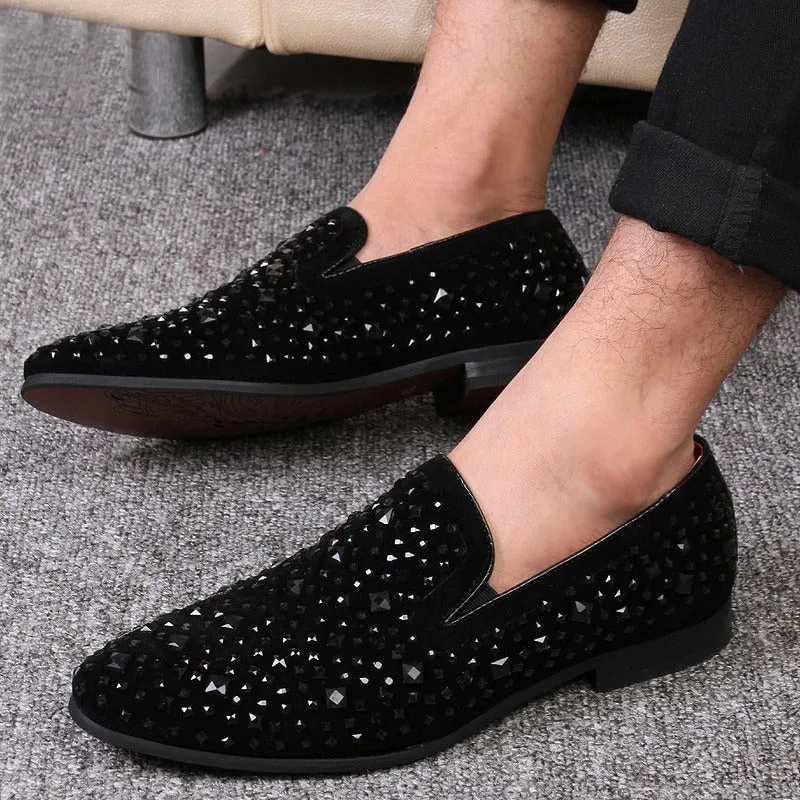 Fashionable Black Rhinestone Casual,Wedding,Party Wear Moccasins Loafer Shoes-Unique and Classy