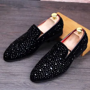 Fashionable Black Rhinestone Casual,Wedding,Party Wear Moccasins Loafer Shoes-Unique and Classy