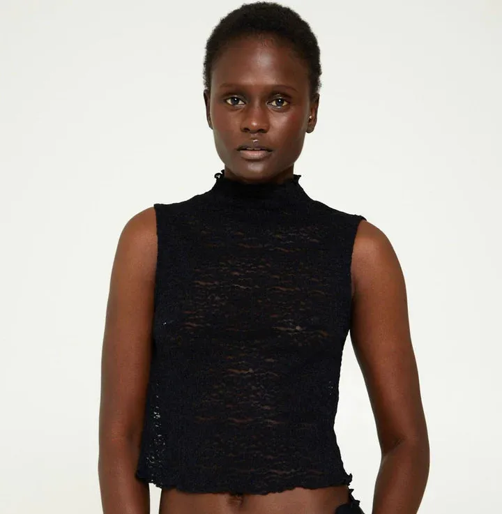 Find Me Now - Crepe Mesh Tee (Black)