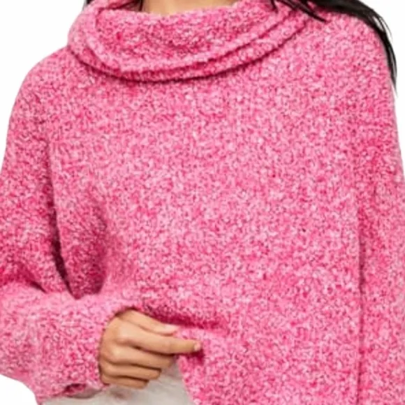 Free People NEW BFF Cowl Neck Sweater Pink Medium