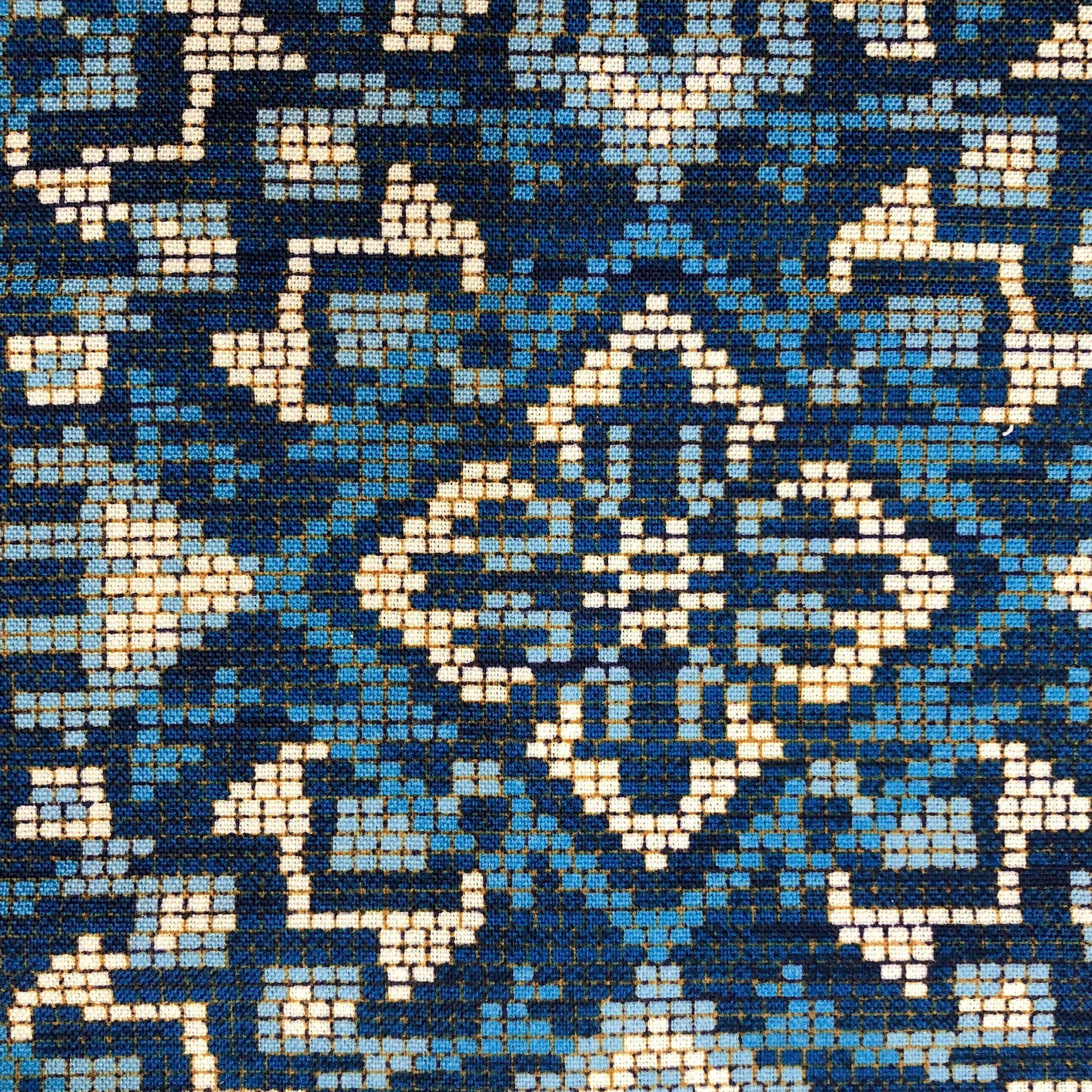 Geometric Digital Pattern Blend Linen Flat Roman Shade