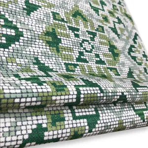 Geometric Digital Pattern Blend Linen Flat Roman Shade