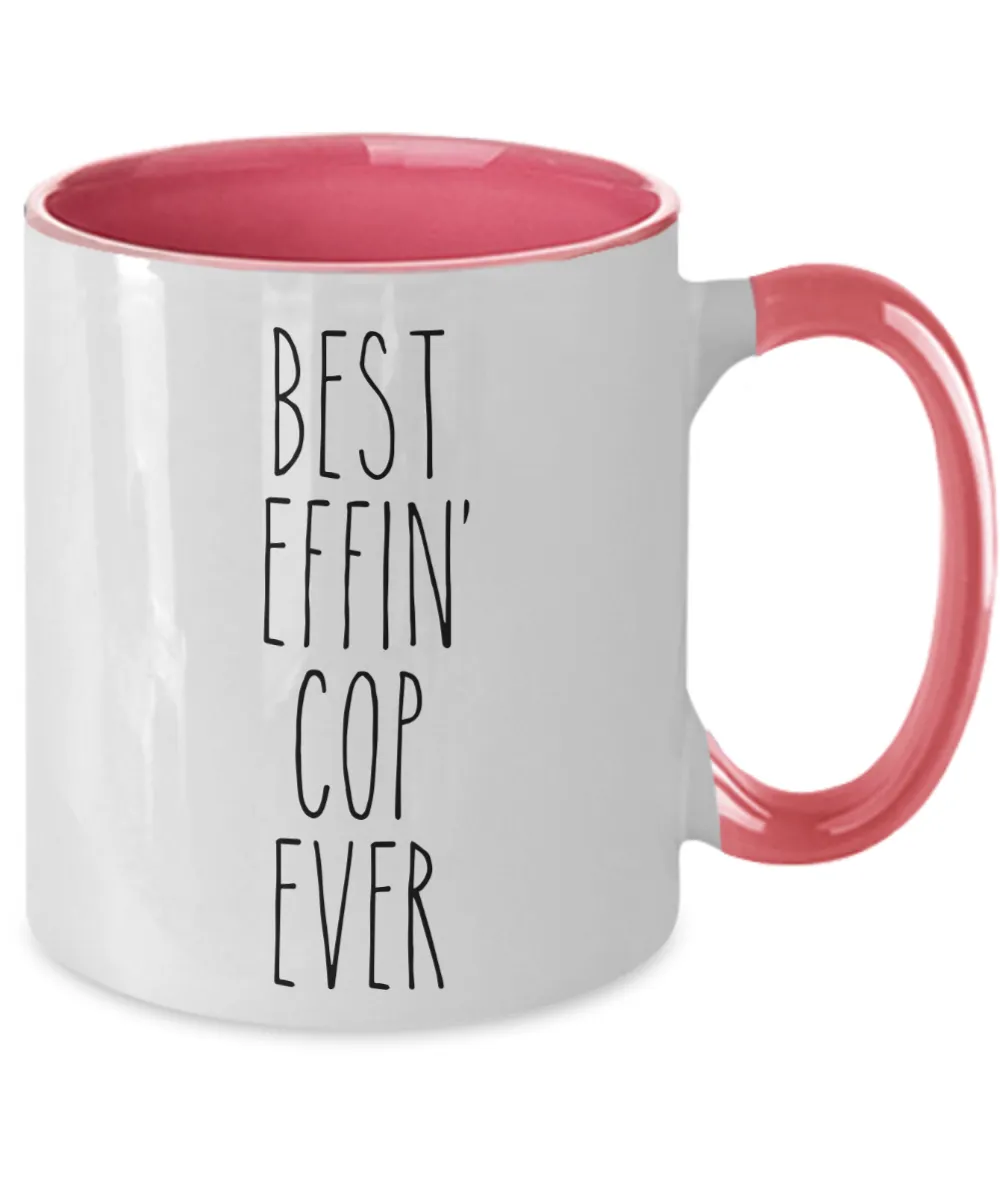 Gift For Cop Best Effin' Cop Ever Mug Two-Tone Coffee Cup Funny Coworker Gifts