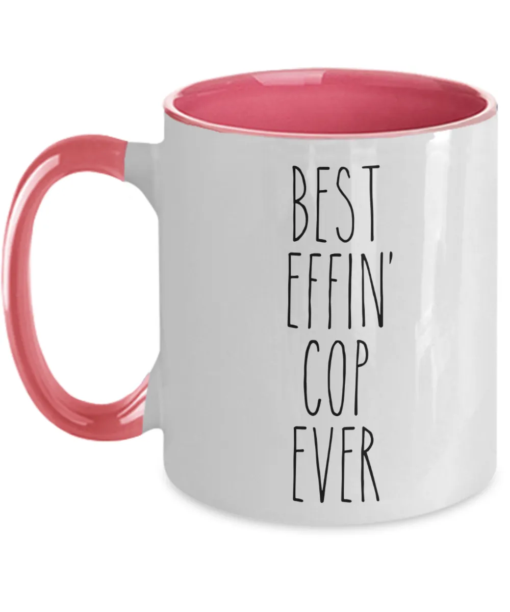 Gift For Cop Best Effin' Cop Ever Mug Two-Tone Coffee Cup Funny Coworker Gifts