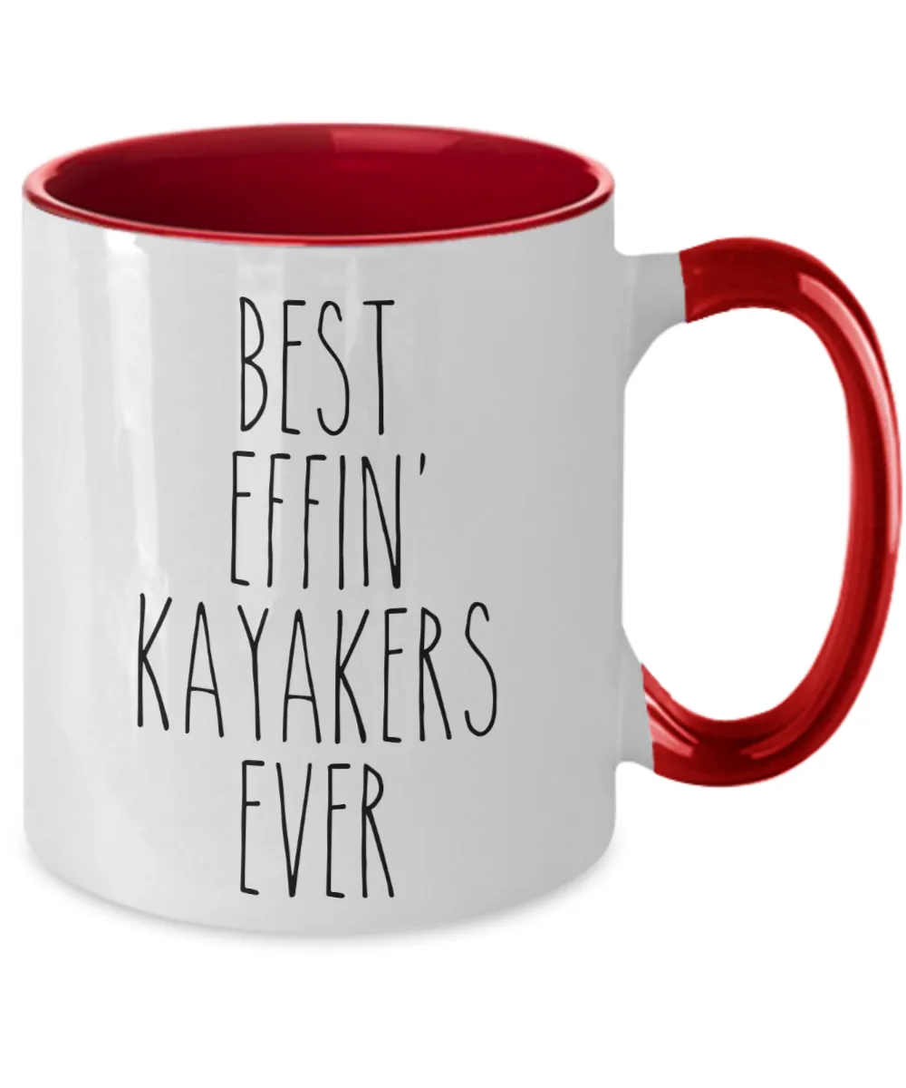 Gift For Kayakers Best Effin' Kayakers Ever Mug Two-Tone Coffee Cup Funny Coworker Gifts