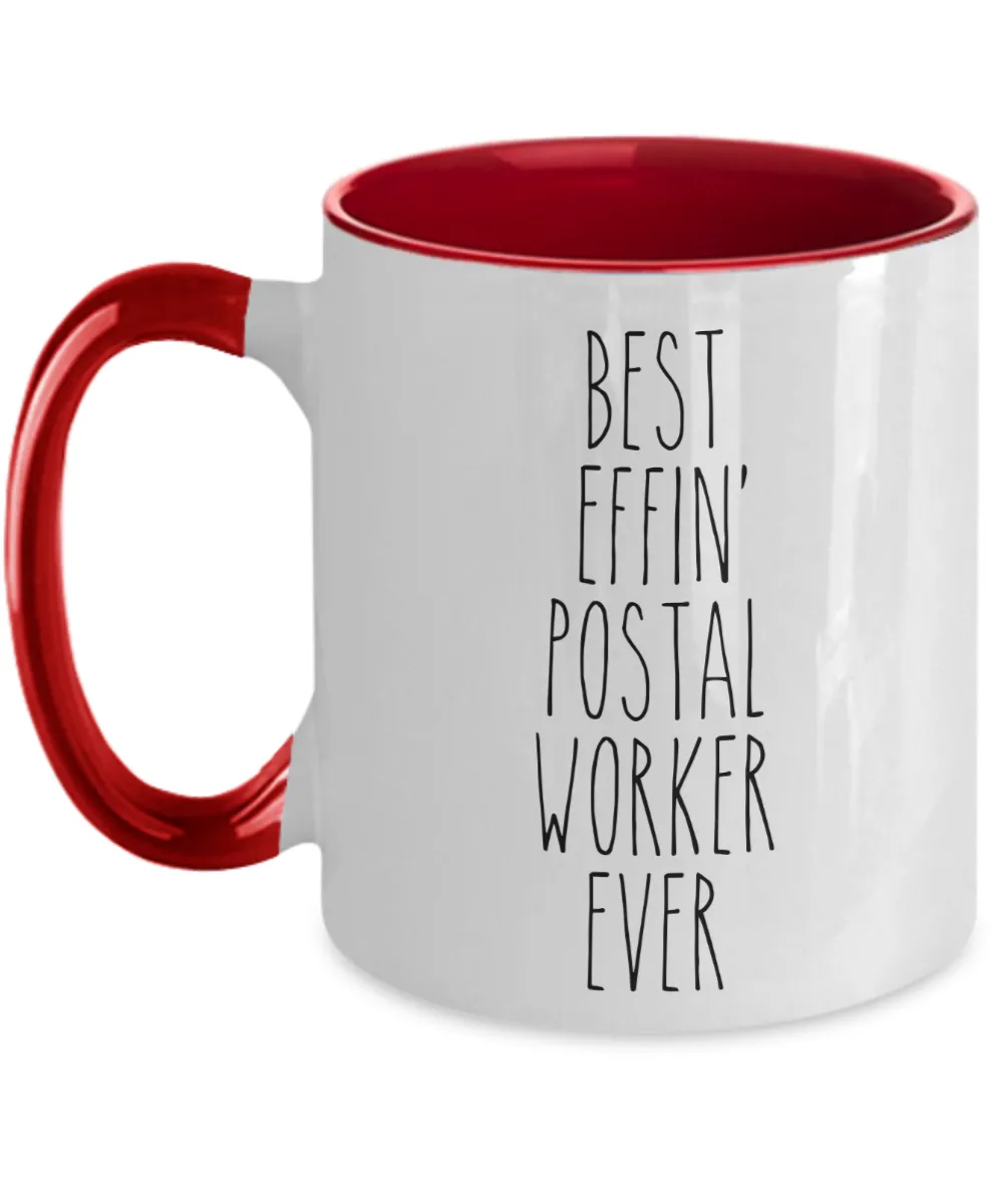 Gift For Postal Worker Best Effin' Postal Worker Ever Mug Two-Tone Coffee Cup Funny Coworker Gifts