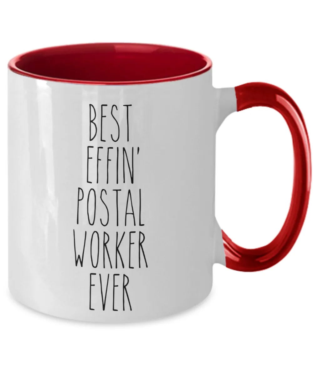 Gift For Postal Worker Best Effin' Postal Worker Ever Mug Two-Tone Coffee Cup Funny Coworker Gifts