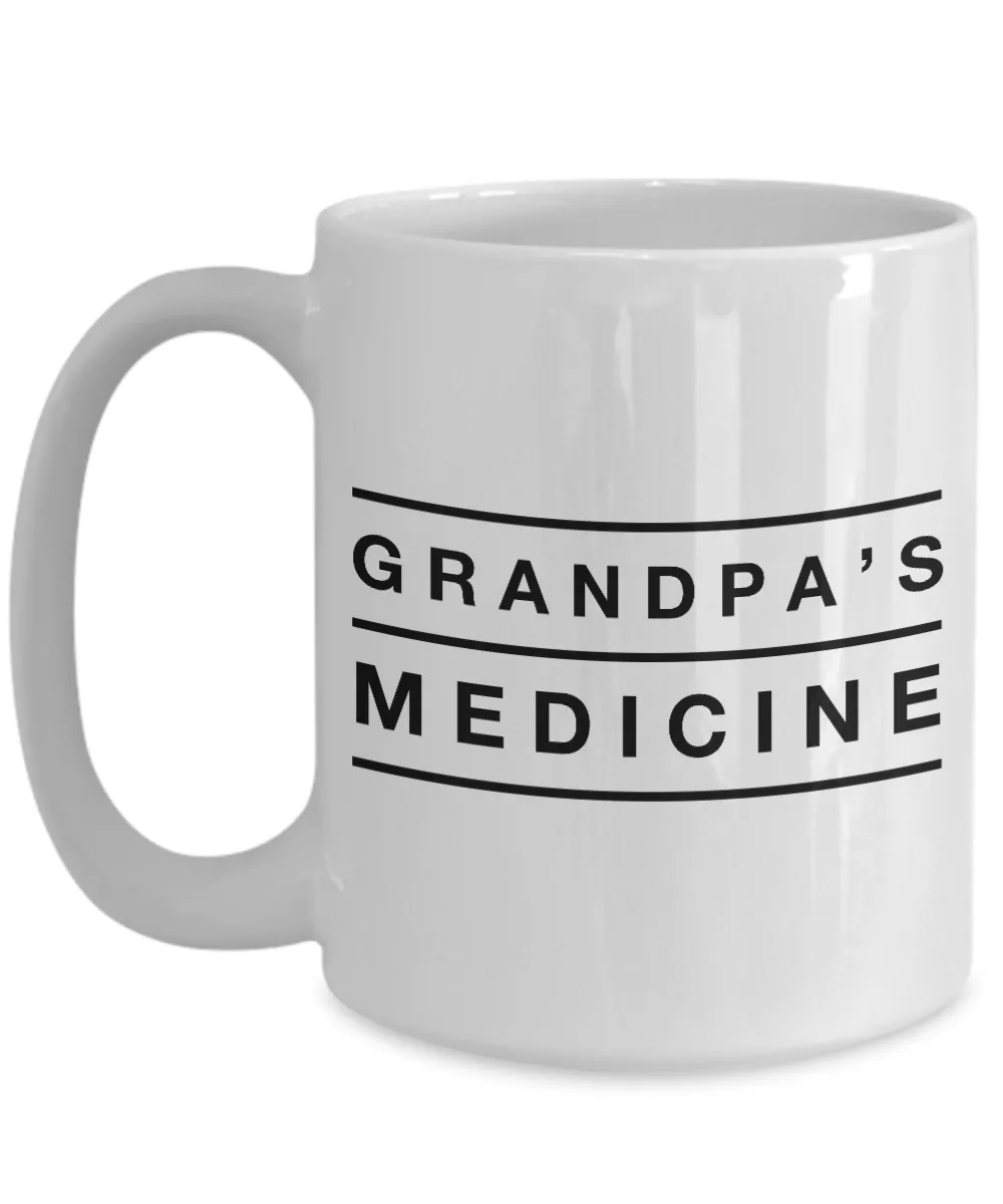 Gifts for Grandpa Coffee Mug - Grandpa's Medicine Funny Ceramic Coffee Cup