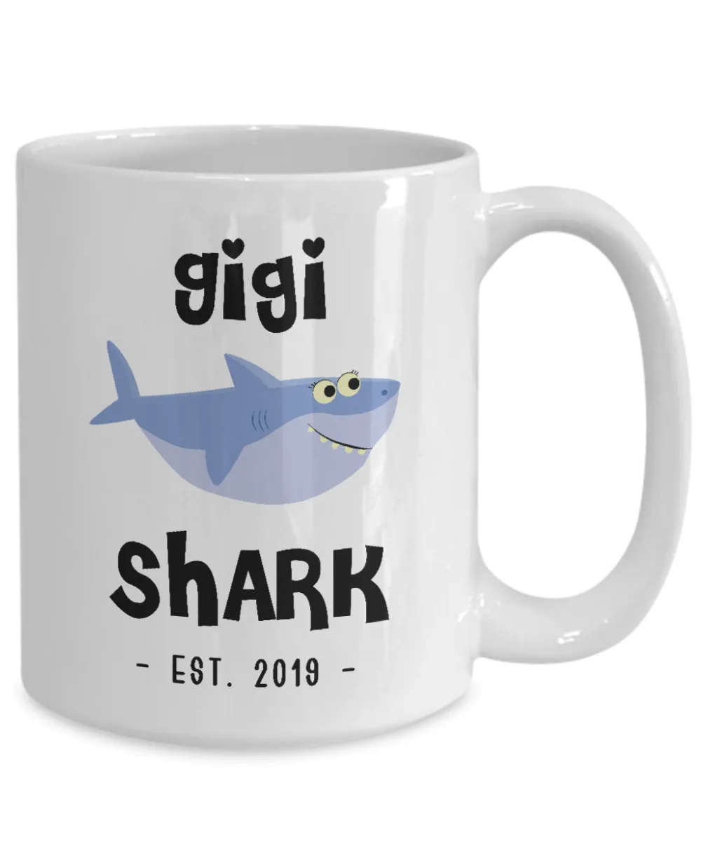Gigi Shark Mug New Gigi Est 2019 Coffee Cup Do Do Do Expecting Gigis Baby Shower Pregnancy Reveal Announcement Gifts