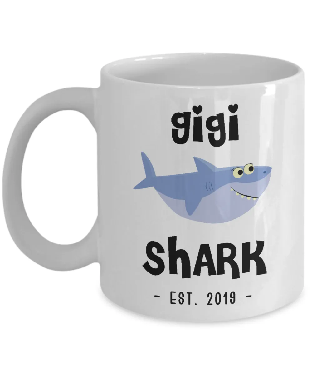 Gigi Shark Mug New Gigi Est 2019 Coffee Cup Do Do Do Expecting Gigis Baby Shower Pregnancy Reveal Announcement Gifts