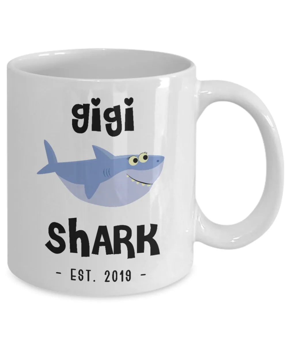 Gigi Shark Mug New Gigi Est 2019 Coffee Cup Do Do Do Expecting Gigis Baby Shower Pregnancy Reveal Announcement Gifts