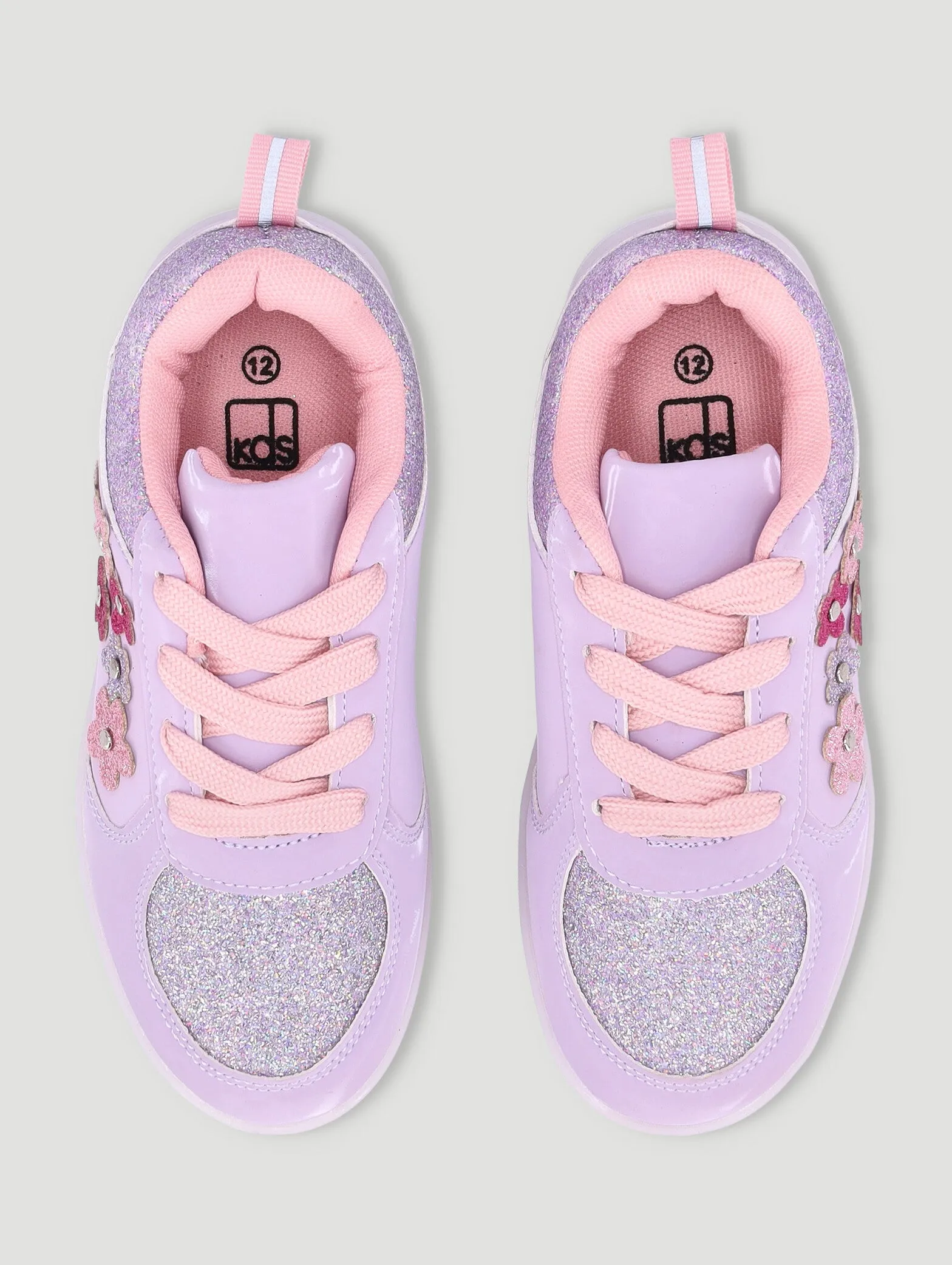 Girls Lilac Flower Light Up Sneaker - Purple
