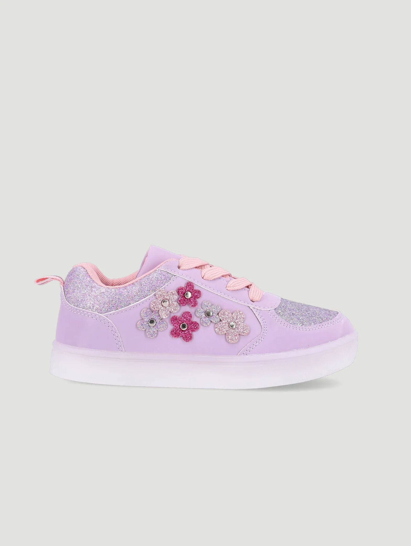 Girls Lilac Flower Light Up Sneaker - Purple