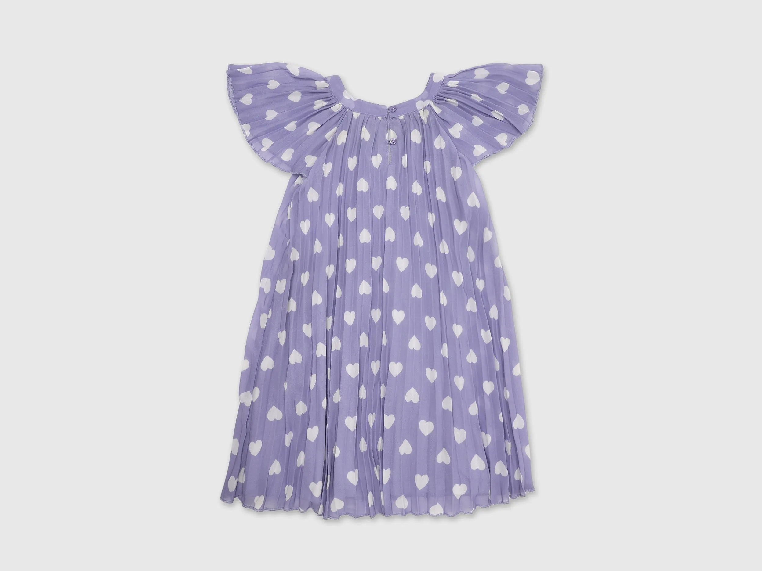Girls Purple Short Sleeve Printed Dress