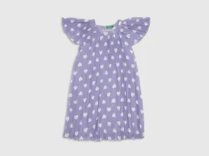 Girls Purple Short Sleeve Printed Dress
