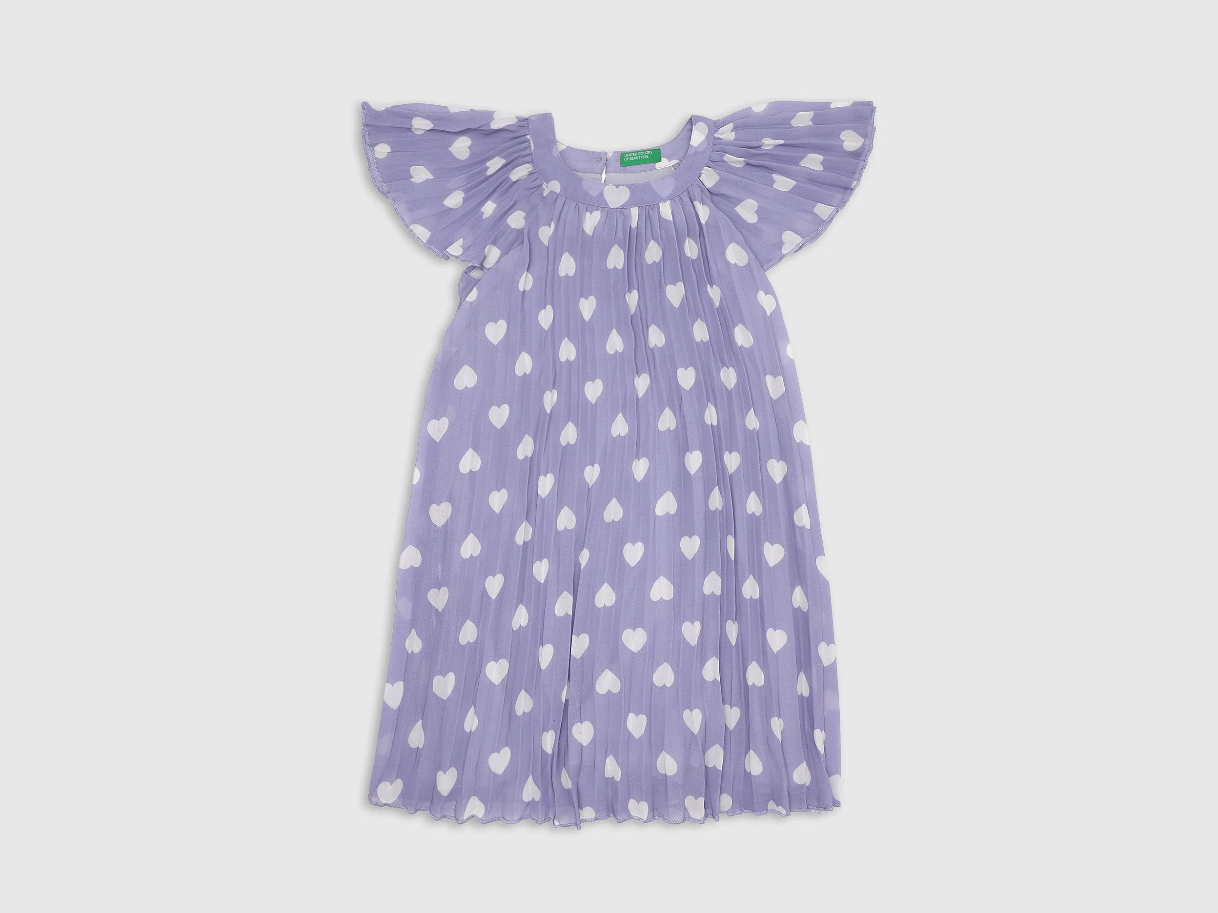 Girls Purple Short Sleeve Printed Dress