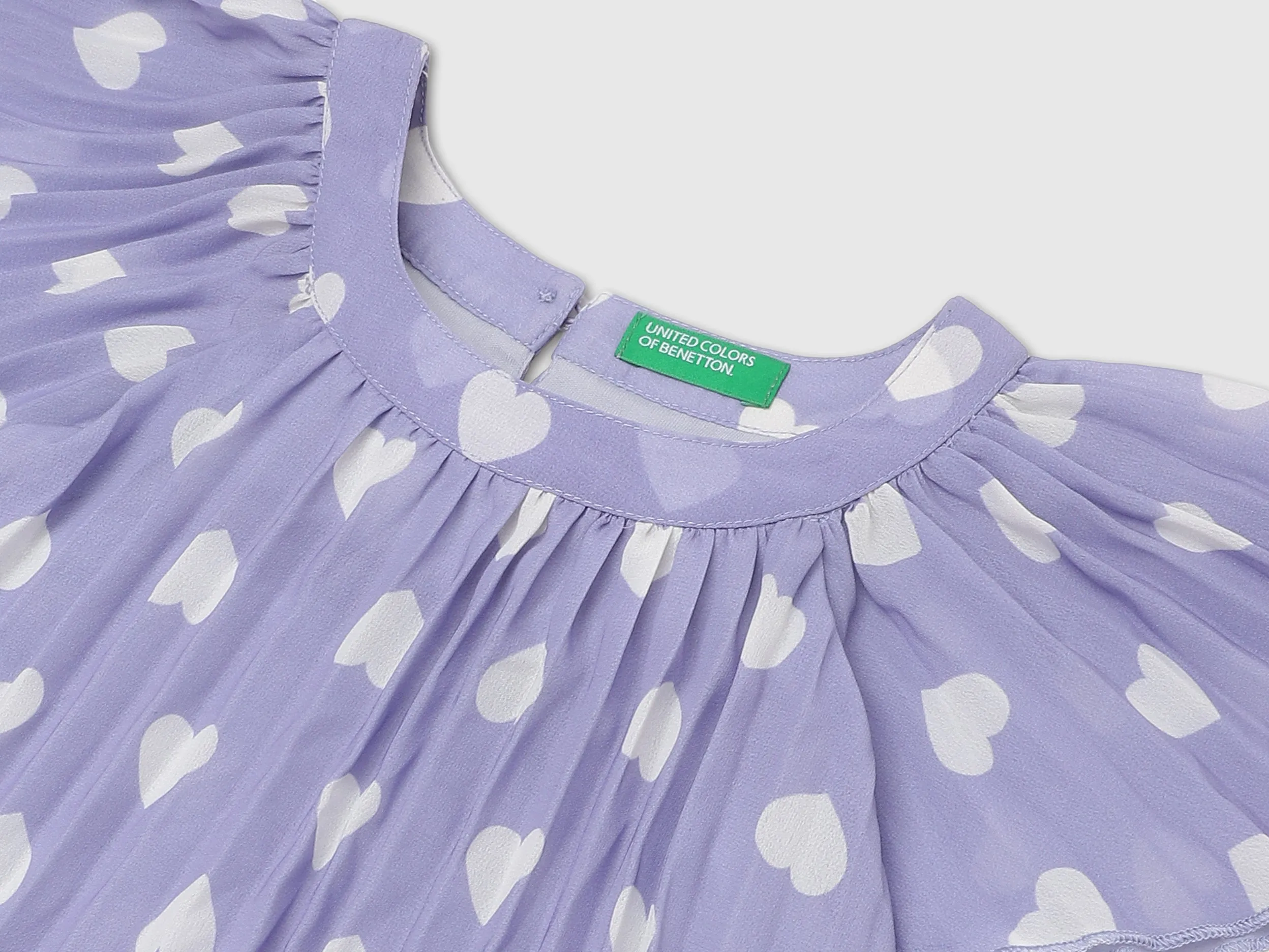 Girls Purple Short Sleeve Printed Dress