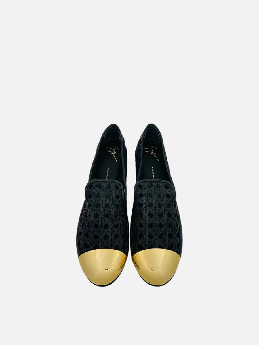 GIUSEPPE ZANOTTI Laser Cut Black & Gold Ballet Flats 41
