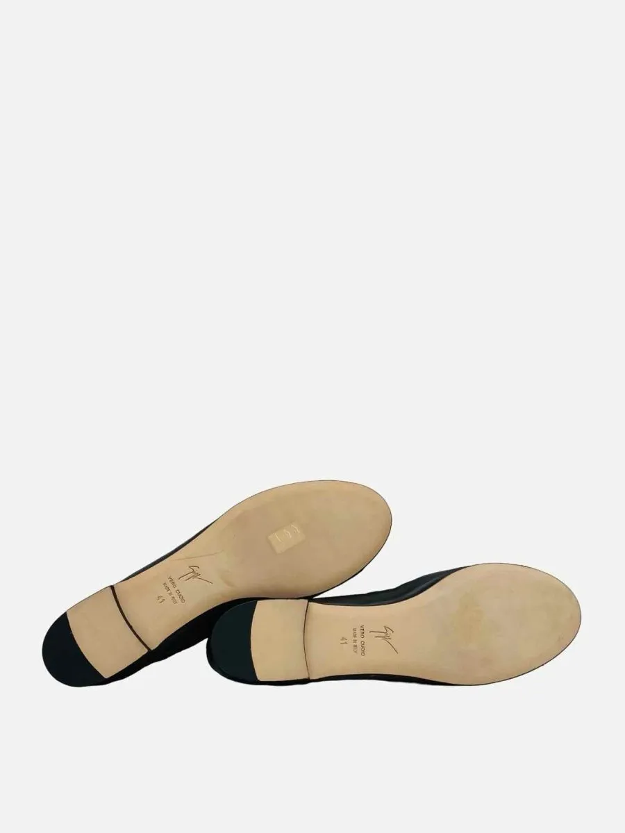 GIUSEPPE ZANOTTI Laser Cut Black & Gold Ballet Flats 41