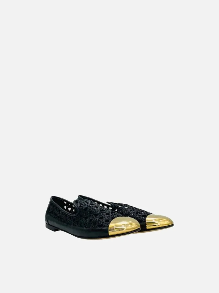 GIUSEPPE ZANOTTI Laser Cut Black & Gold Ballet Flats 41