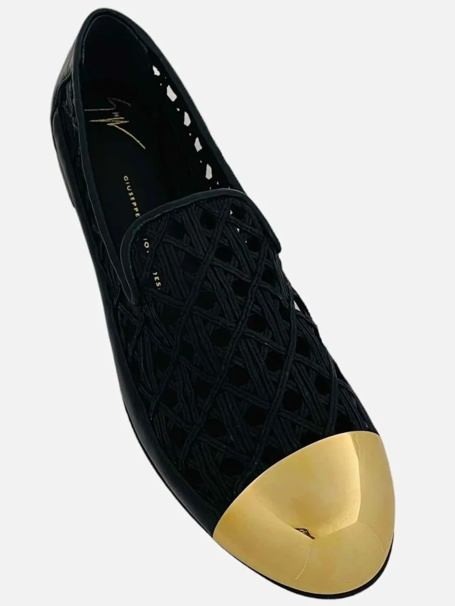 GIUSEPPE ZANOTTI Laser Cut Black & Gold Ballet Flats 41
