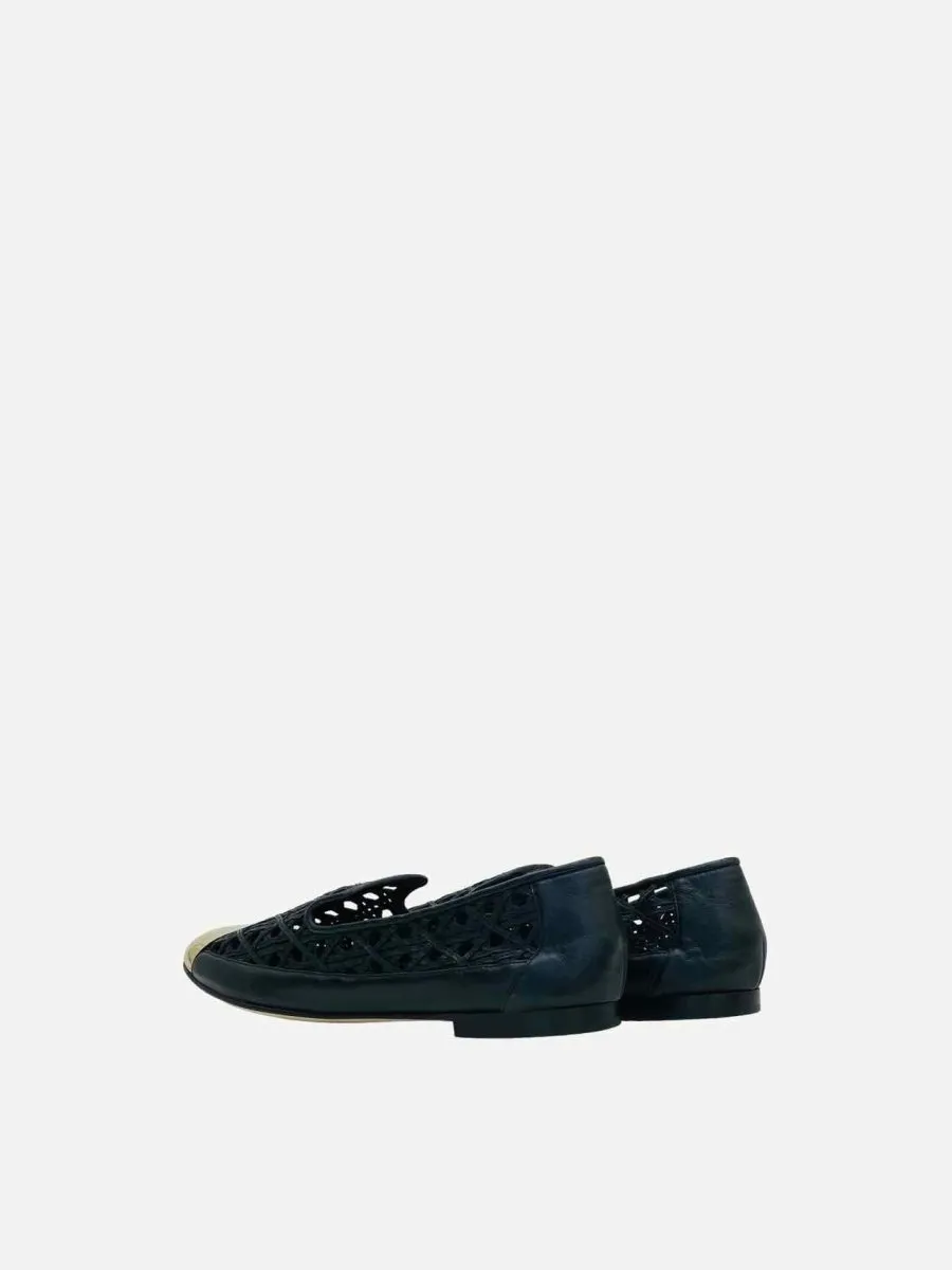 GIUSEPPE ZANOTTI Laser Cut Black & Gold Ballet Flats 41