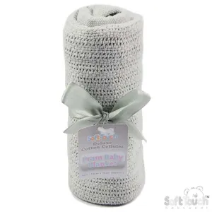 Grey Soft Touch Deluxe Cotton Cellular Pram Baby Blanket
