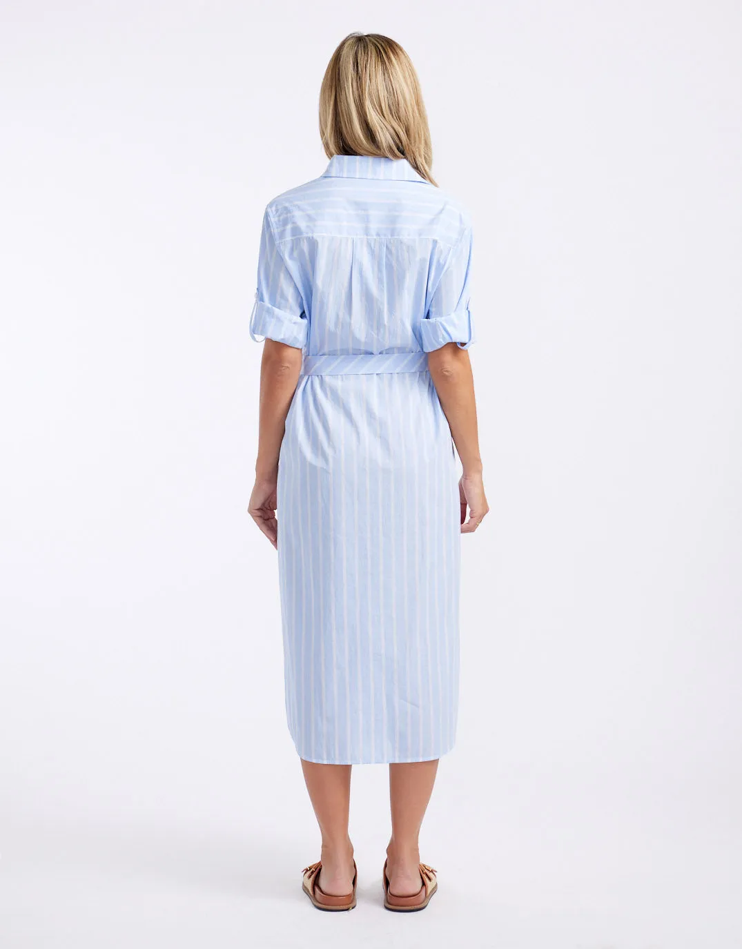 Hayley Shirt Dress - Pale Blue Stripe