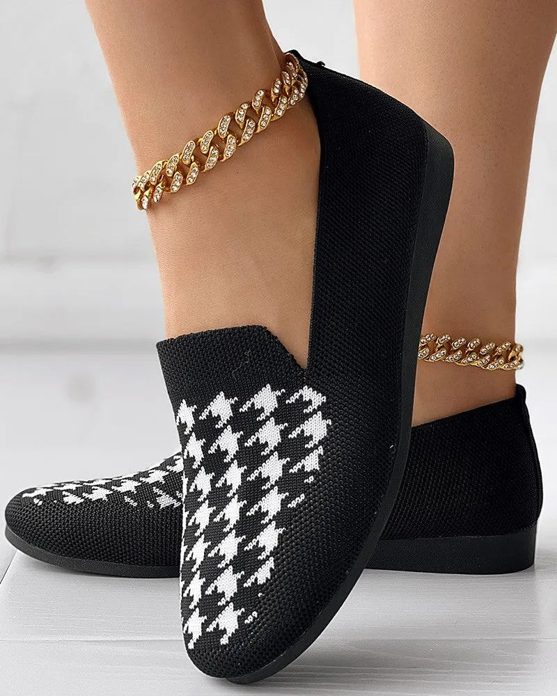 Houndstooth Breathable Casual Loafers