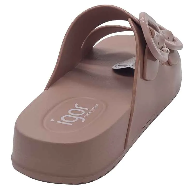 Igor Womens Nude Large Buckle Mule Sandal - S10334