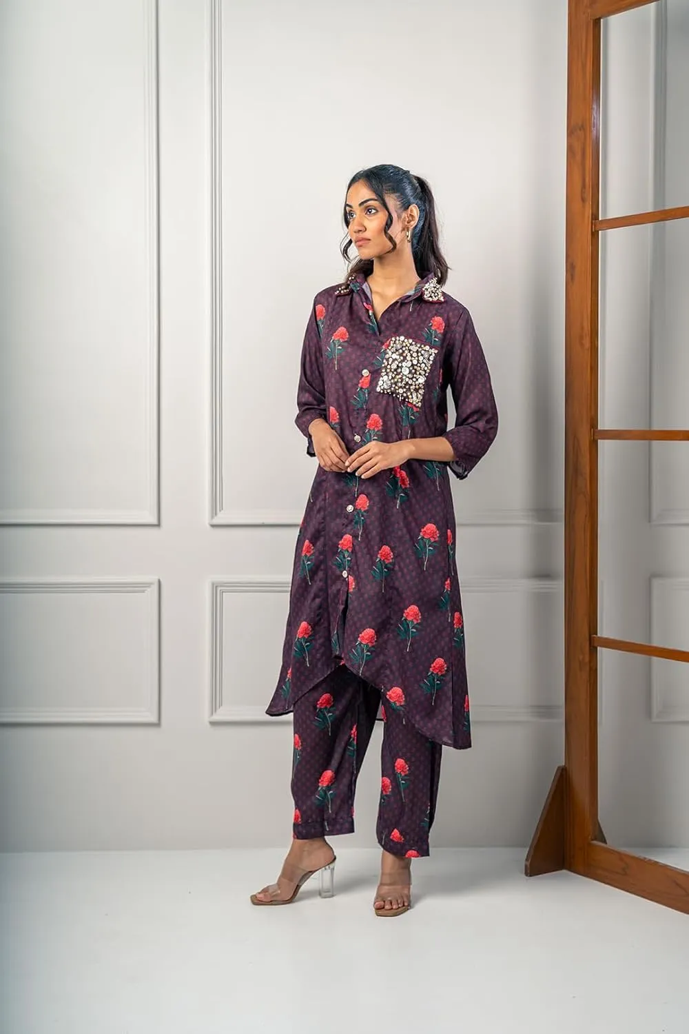 India Circus by Krsnaa Mehata Maroon Mosaic Co-Ord Set for Women Stylish Kurta Set Ethnic Printed Co-Ord Set