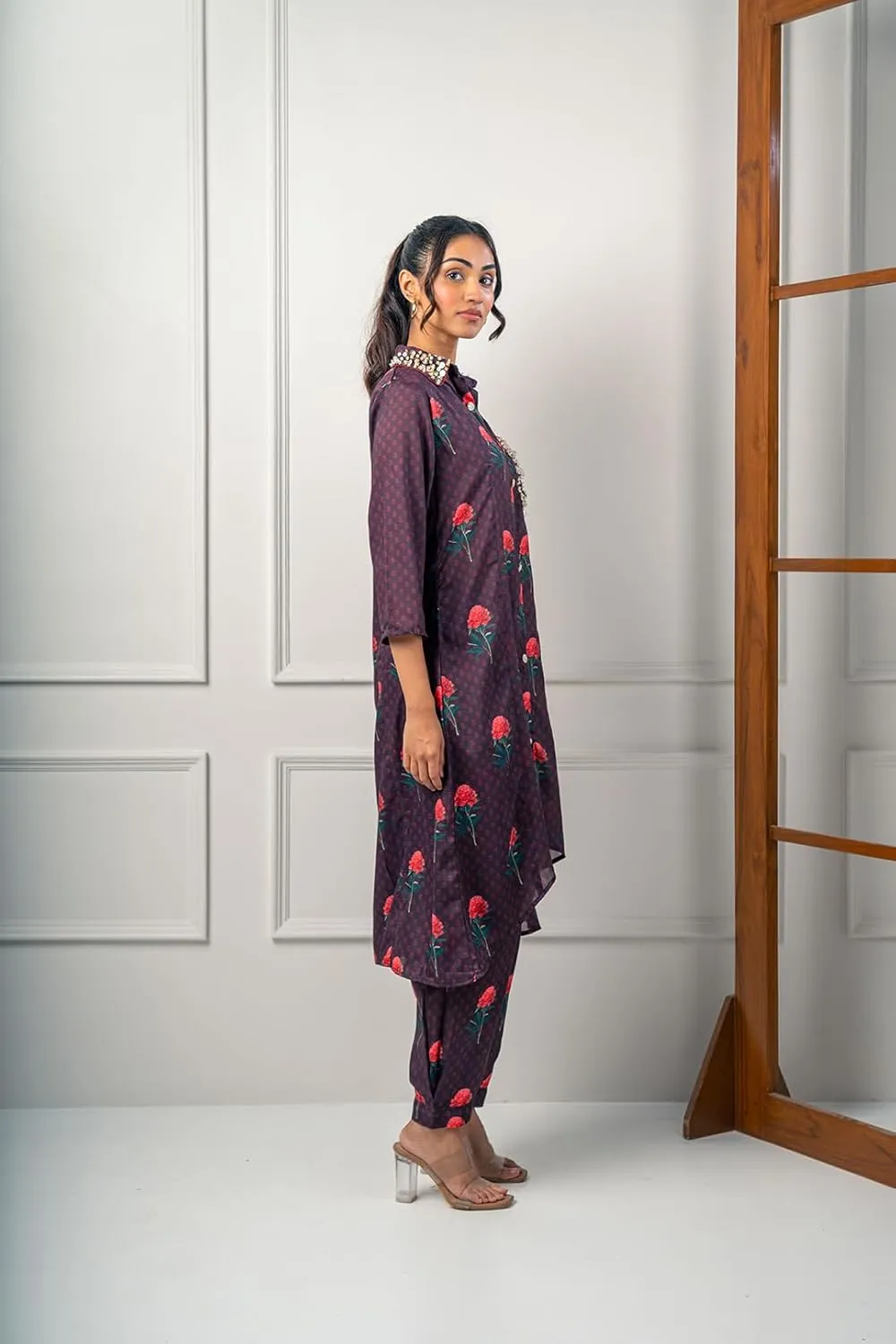 India Circus by Krsnaa Mehata Maroon Mosaic Co-Ord Set for Women Stylish Kurta Set Ethnic Printed Co-Ord Set