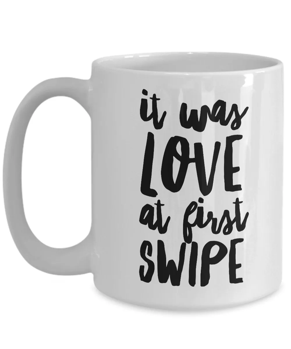 It Was Love at First Swipe Mug Ceramic Love Coffee Cup Valentine's Day Gift