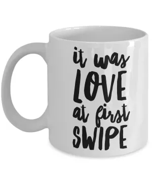 It Was Love at First Swipe Mug Ceramic Love Coffee Cup Valentine's Day Gift