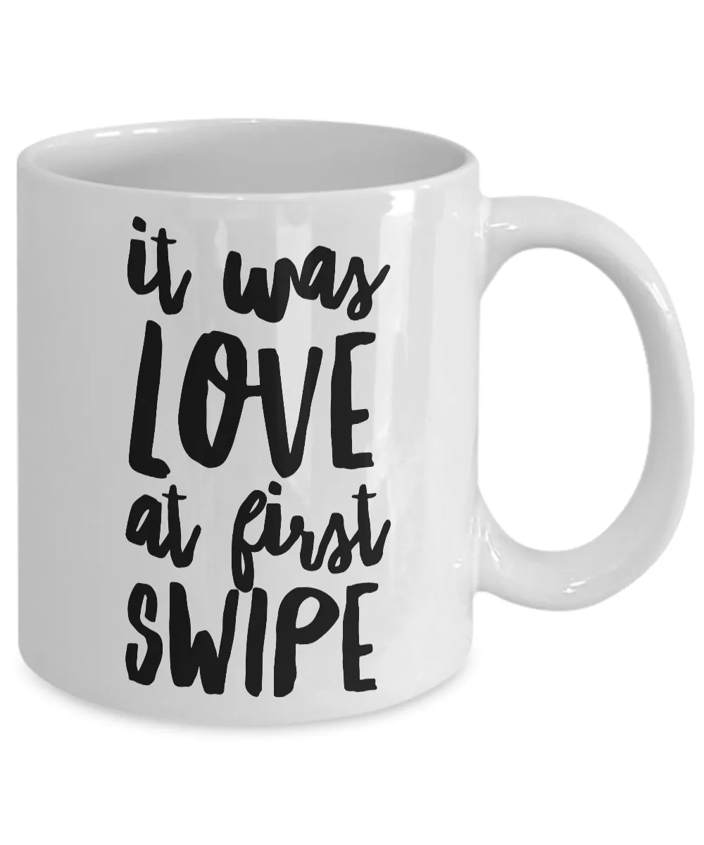 It Was Love at First Swipe Mug Ceramic Love Coffee Cup Valentine's Day Gift