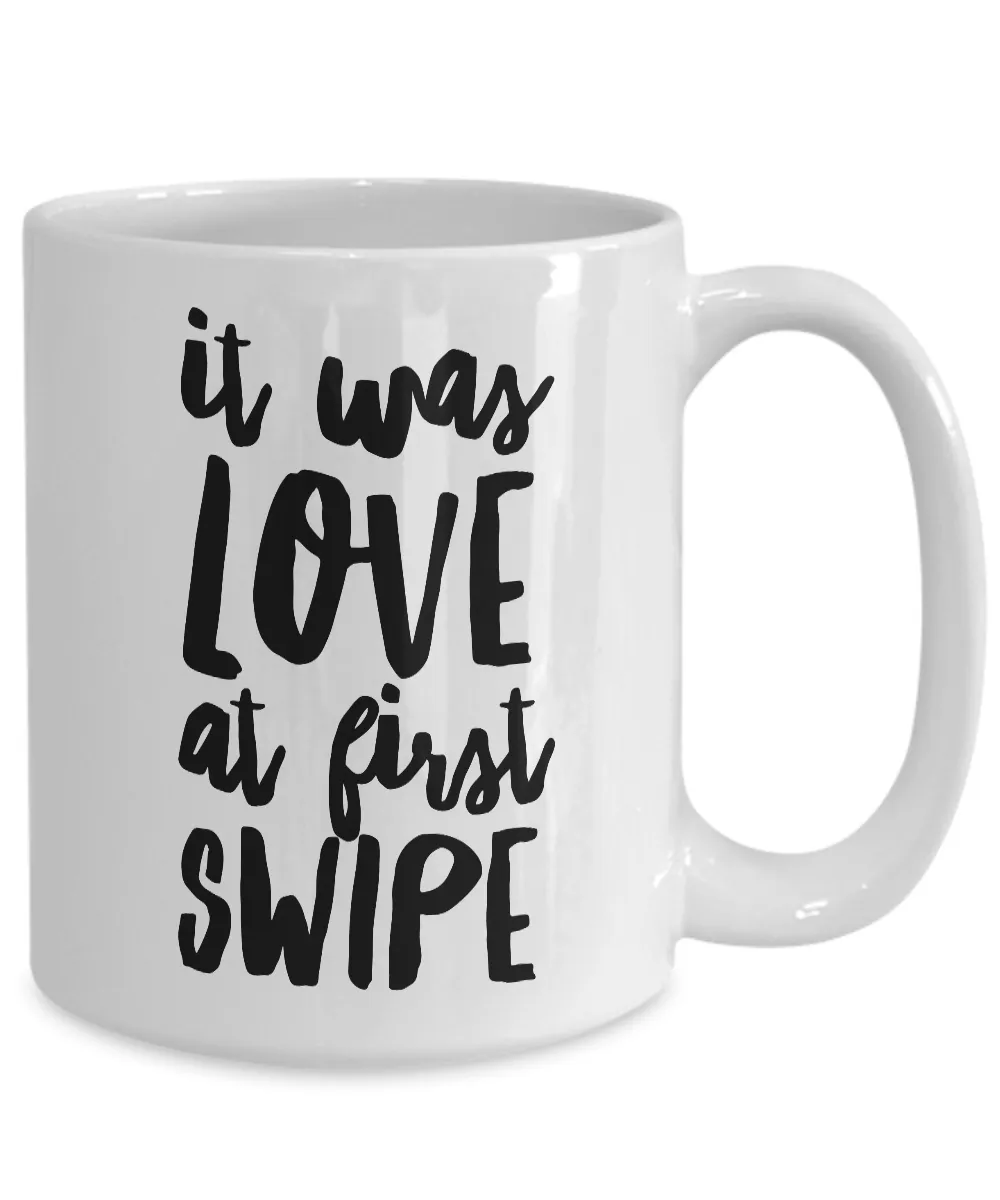 It Was Love at First Swipe Mug Ceramic Love Coffee Cup Valentine's Day Gift