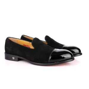 John Foster Wetlips Suede Black Loafer Shoe
