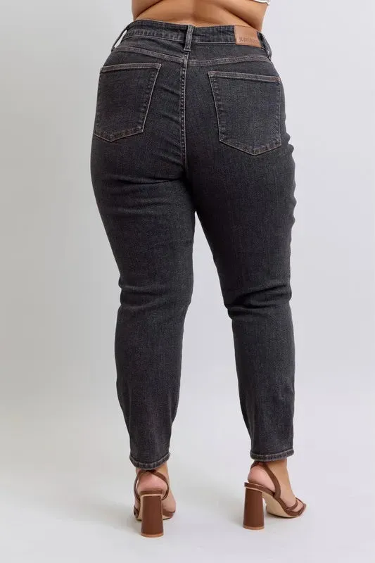 Judy Blue Full Size Midi Rise Tummy Control Slim Jeans Plus Size