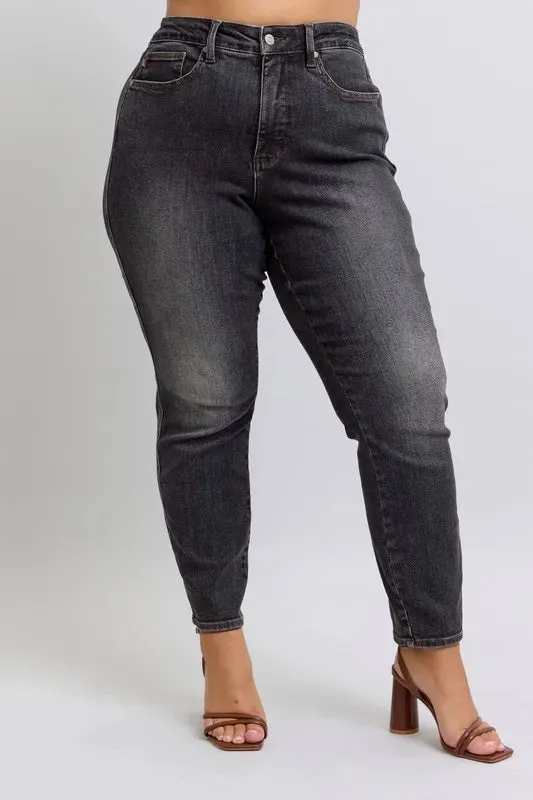 Judy Blue Full Size Midi Rise Tummy Control Slim Jeans Plus Size
