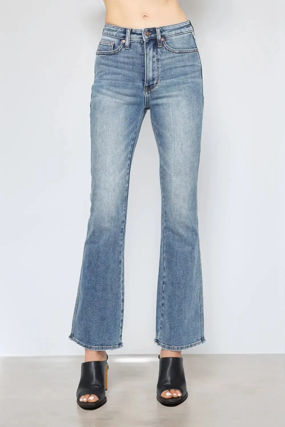 Judy Blue Full Size Tummy Control Back Embroidered Pocketed Bootcut Jeans Plus Size