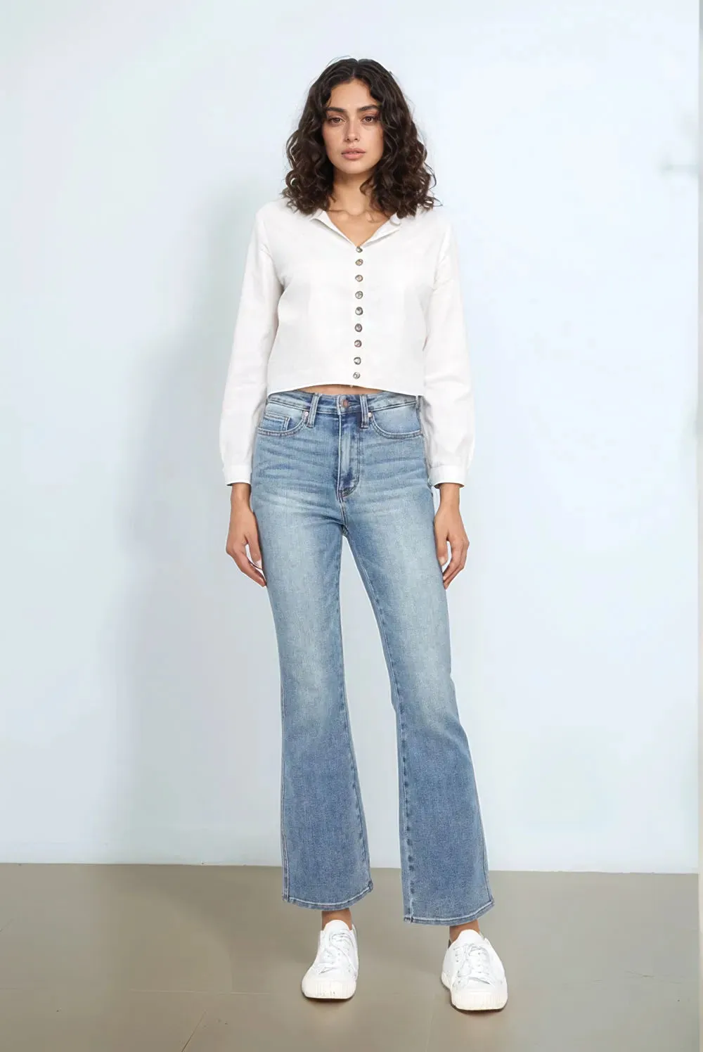 Judy Blue Full Size Tummy Control Back Embroidered Pocketed Bootcut Jeans Plus Size