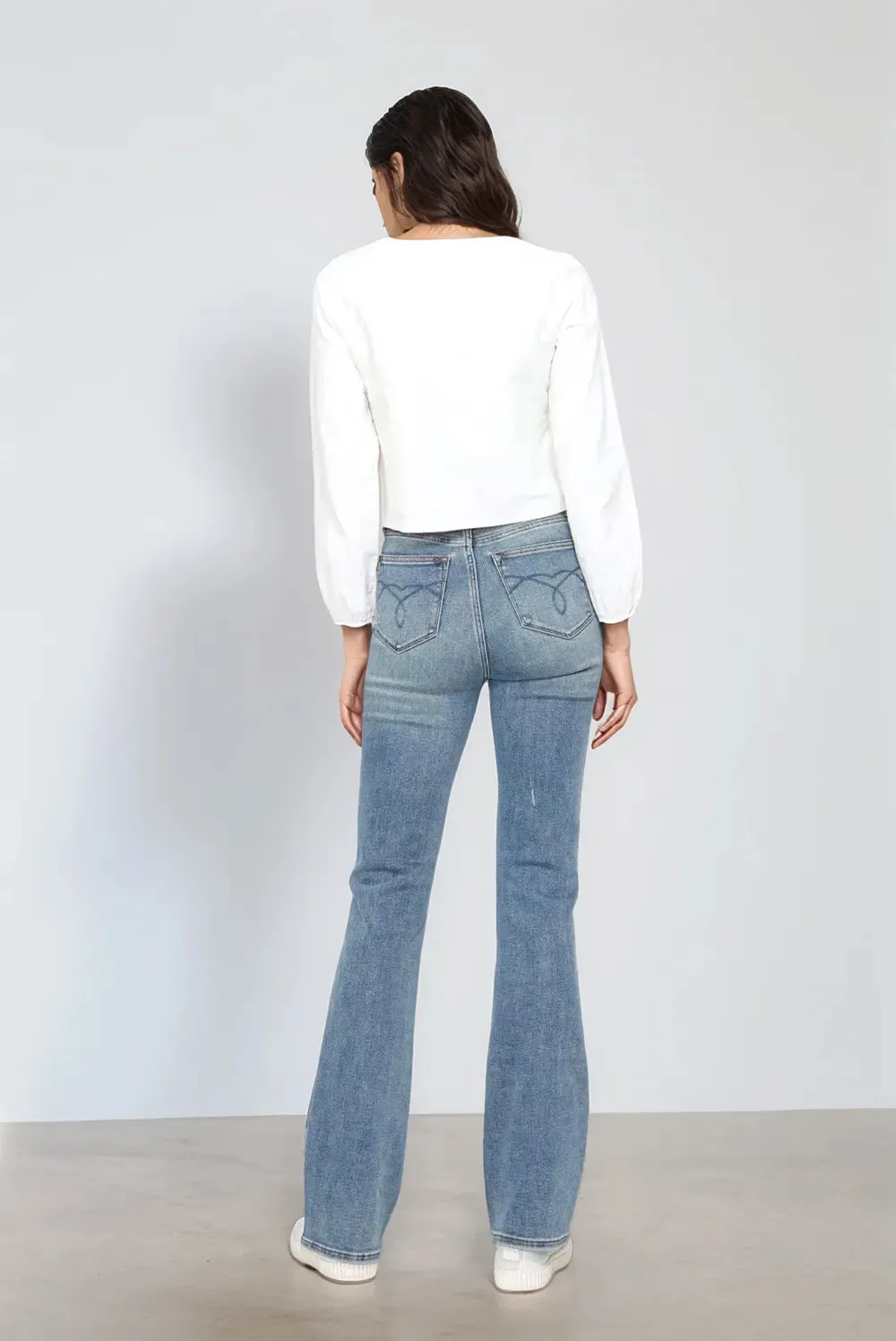 Judy Blue Full Size Tummy Control Back Embroidered Pocketed Bootcut Jeans Plus Size