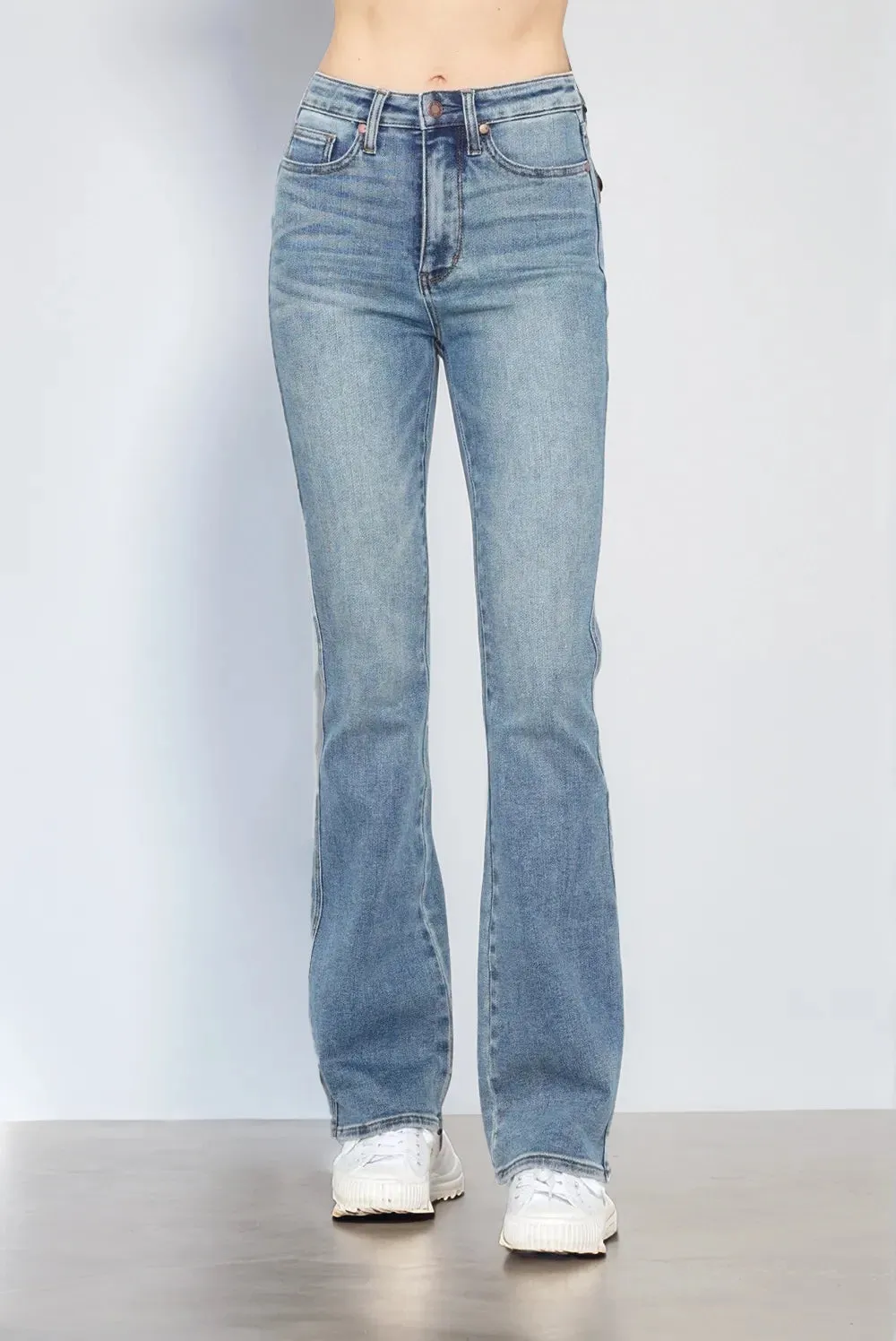 Judy Blue Full Size Tummy Control Back Embroidered Pocketed Bootcut Jeans Plus Size